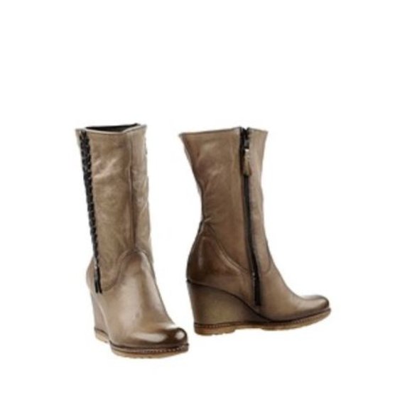 MJUS Braided Leather Wedge Mid Shaft Boots 38/7.5 - Picture 9 of 9